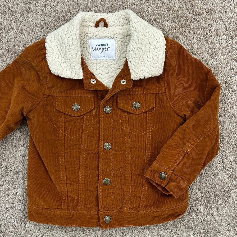 Old Navy Kids Corduroy Sherpa‎ Lined Trucker Jacket I Rust I Size 5T